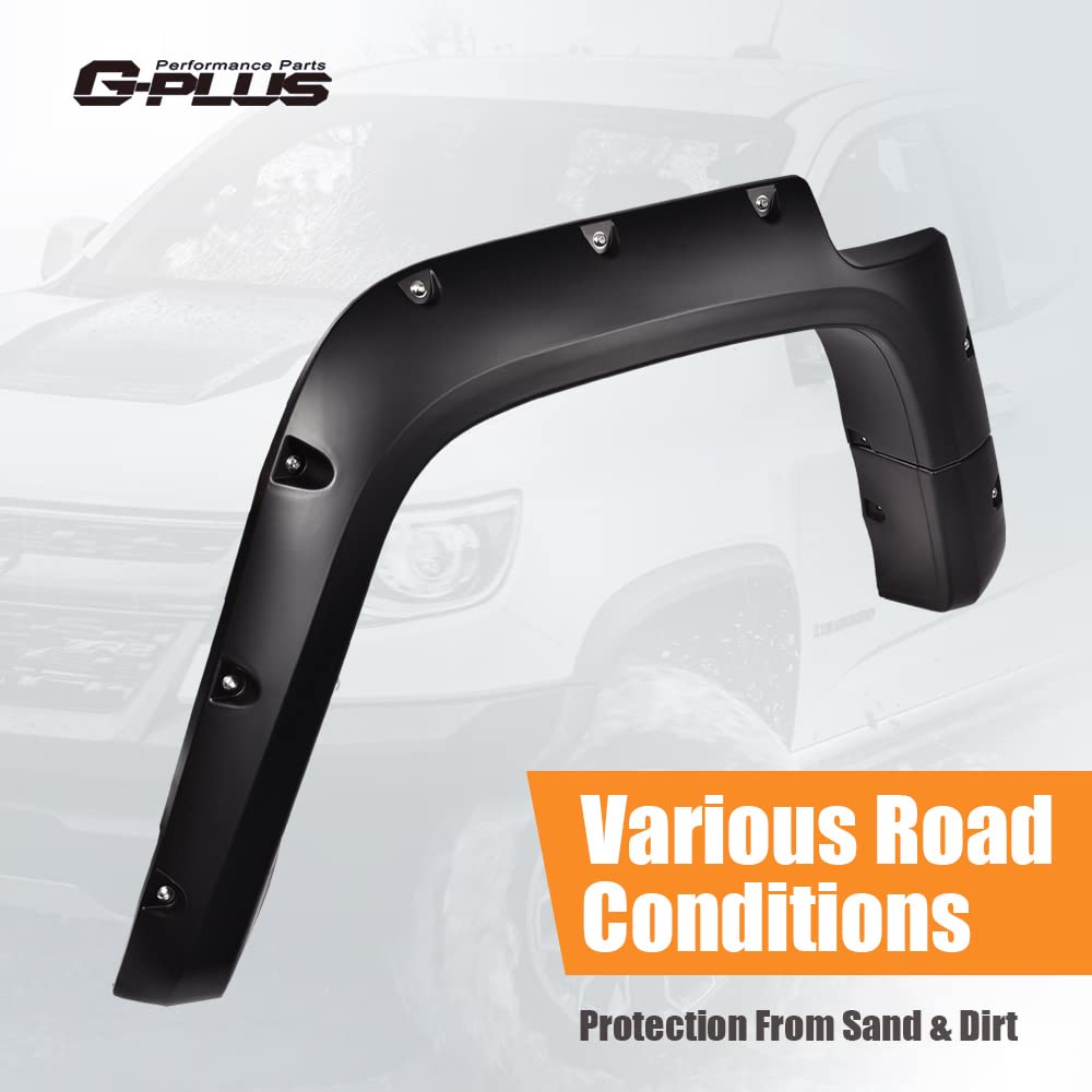 G-PLUS Pocket Riveted Fender Flares, Compatible With Toyota FJ Cruiser 2007-2014, Black Wheel Cover Protector 4pcs (Smooth Surface)