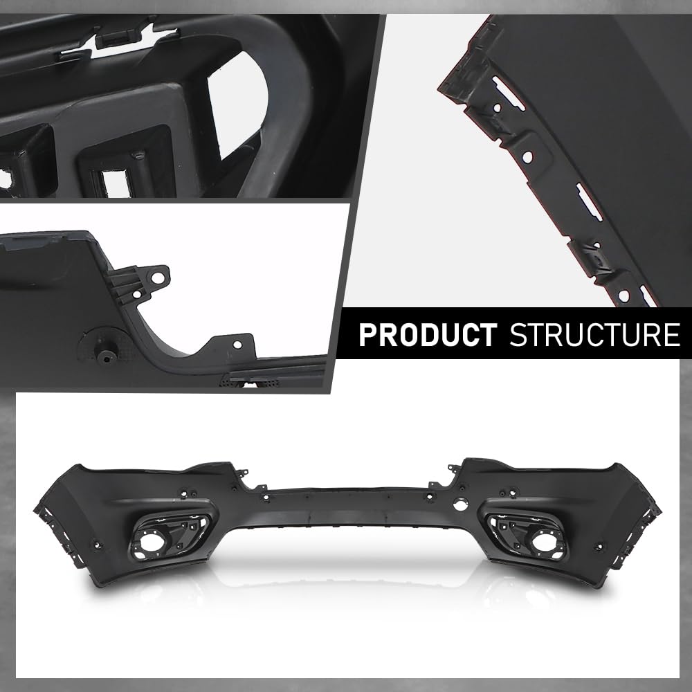 G-PLUS Front Upper Bumper Cover Compatible with Jeep Cherokee 2019-2023, 68406536AD, CH1014141, Primed Black
