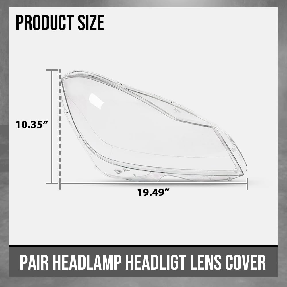 G-PLUS Headlight Lens Cover Compatible with Benz C-Class W204 2011-2015 A2048203539, A2048203639 Left & Right Front Headlamp Lens Cover Clear