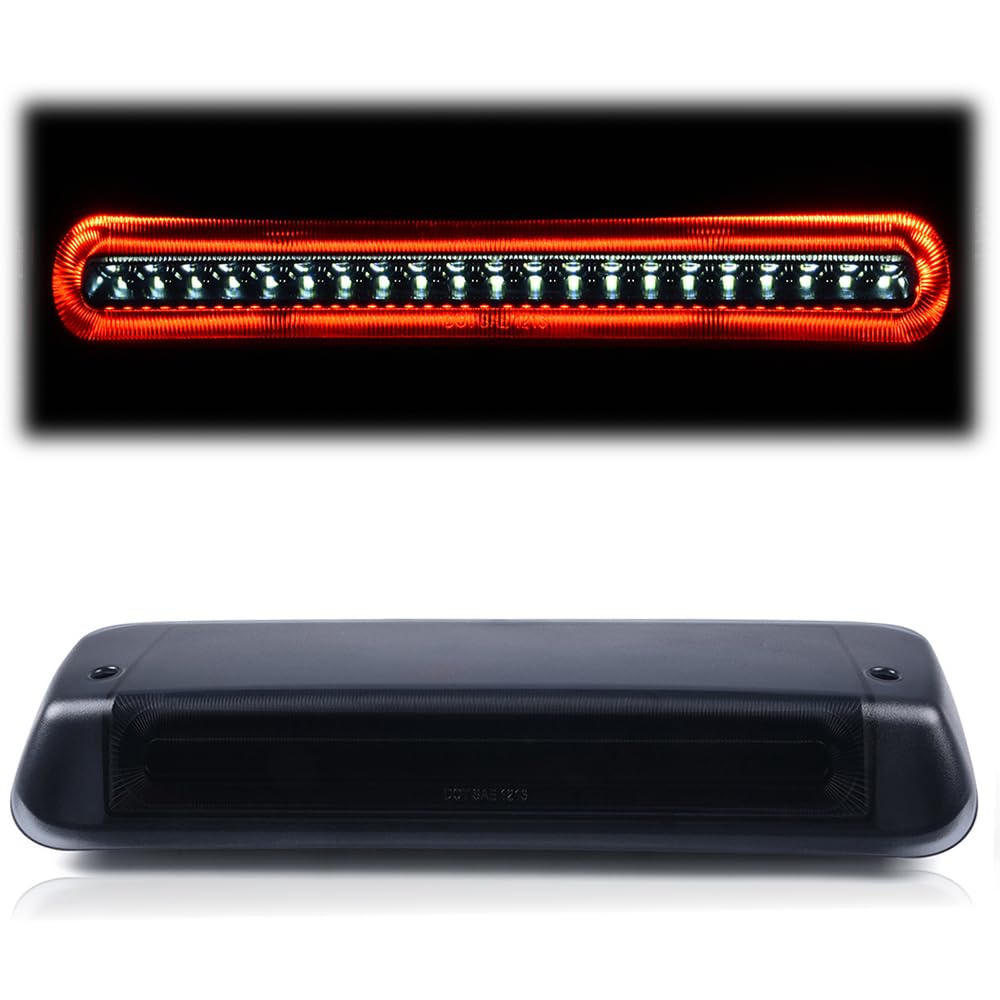 G-PLUS Rear LED 3rd Third Brake Light Compatible With 2004-2008 Ford F150 2005 2006 2007 Cargo Tail Stop Lamp Waterproof (Black Housing Smoky Lens)