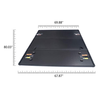 Black T3 Tri-Fold Hard Lock Solid Truck Tonneau Cover Compatible for Toyota Tundra 2007-2013 | 6.5' Standard Short Bed