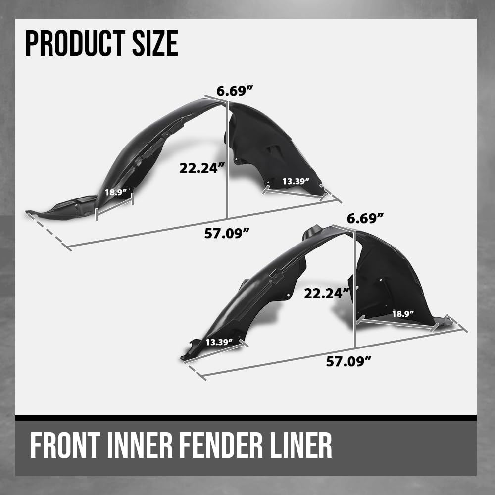 G-PLUS Front Inner Fender Liner LH+RH Fit Buick Encore Sport Touring 2016, Fit Buick Encore (submodel: Base, Convenience, Leather, Premium) 2013-2016 42454596, 95422561 Black