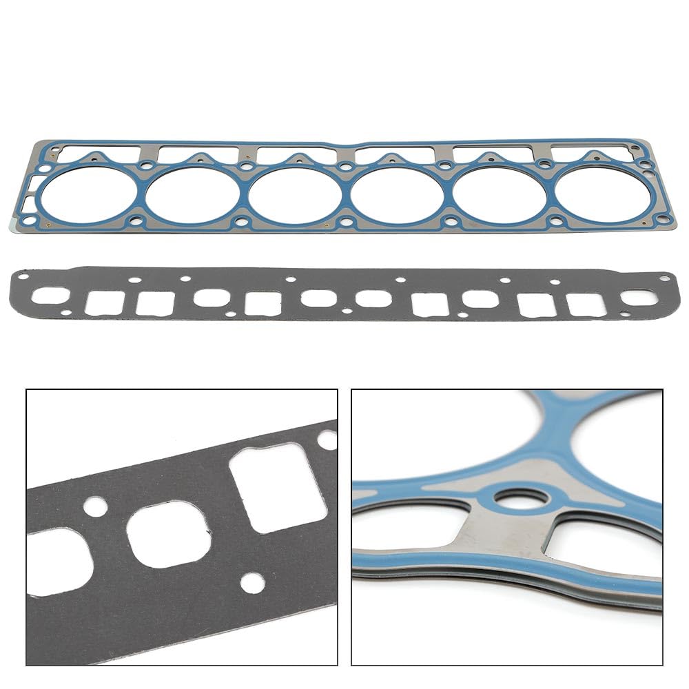 G-PLUS Head Gasket Set Bolts Compatible with Jeep Cherokee 1999-2001 /Fit Jeep Grand Cherokee 1999-2003 /Fit Jeep TJ Wrangler 1999-2003 4.0L 242CID L6 OHV HS9076PT-4, ES71102
