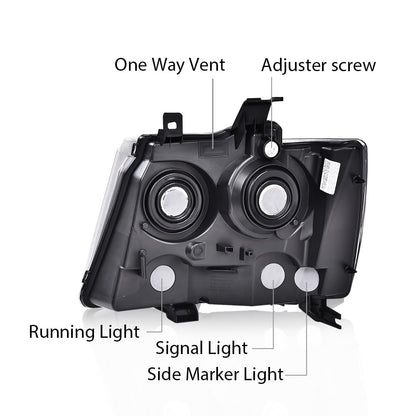 G-PLUS Headlights Assembly Fit Chevy Tahoe Subarban Avalanche 2007-2014 Right Passenger Side Bumper Corner Headlamp Clear Lens Black Housing Amber Reflector Bumper Headlamps,faros delanteros