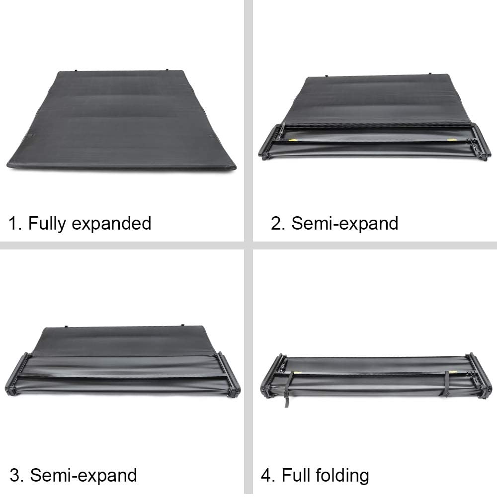 G-PLUS Four Fold Retractable Soft Quad Fold Tonneau Cover Compatible with Ford F150 2004-2008 (Excl. 2004 Heritage)/Compatible with Lincoln Mark LT 2005-2008 | Styleside 5.5' 5.5ft Bed