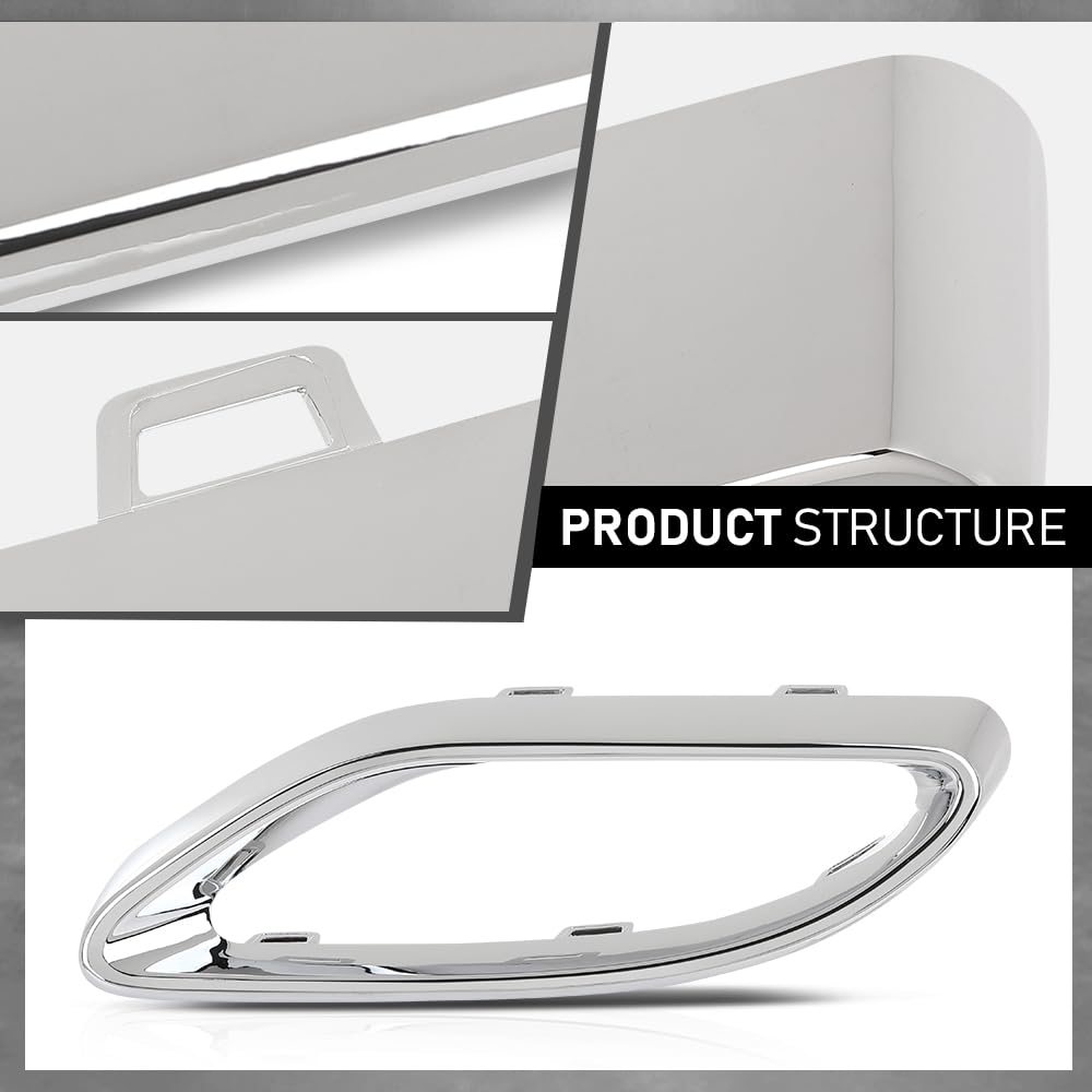 G-PLUS Rear Left Bumper Cover Exhaust Pipe Hole Trim Frame, Compatible with Benz E400 A220 E450 E350 E53 2018-2023, Driver Side, 2058852221, MB1138107