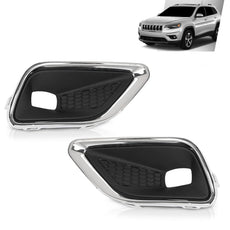 G-PLUS Fog Light Cover Bezel for Jeep Cherokee 2019-2020 Chrome Style Side View