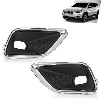 G-PLUS Front Bumper Fog Light Lamp Covers Bezel Chrome Compatible with Jeep Cherokee 2019-2020