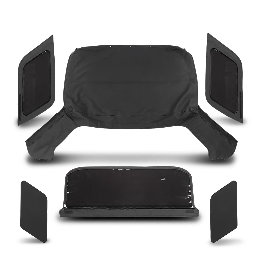 G-PLUS Soft Top With 3 Windows Compatible with Isuzu Rodeo 2000-2002 Fit Isuzu Amigo 1999-2000 Black