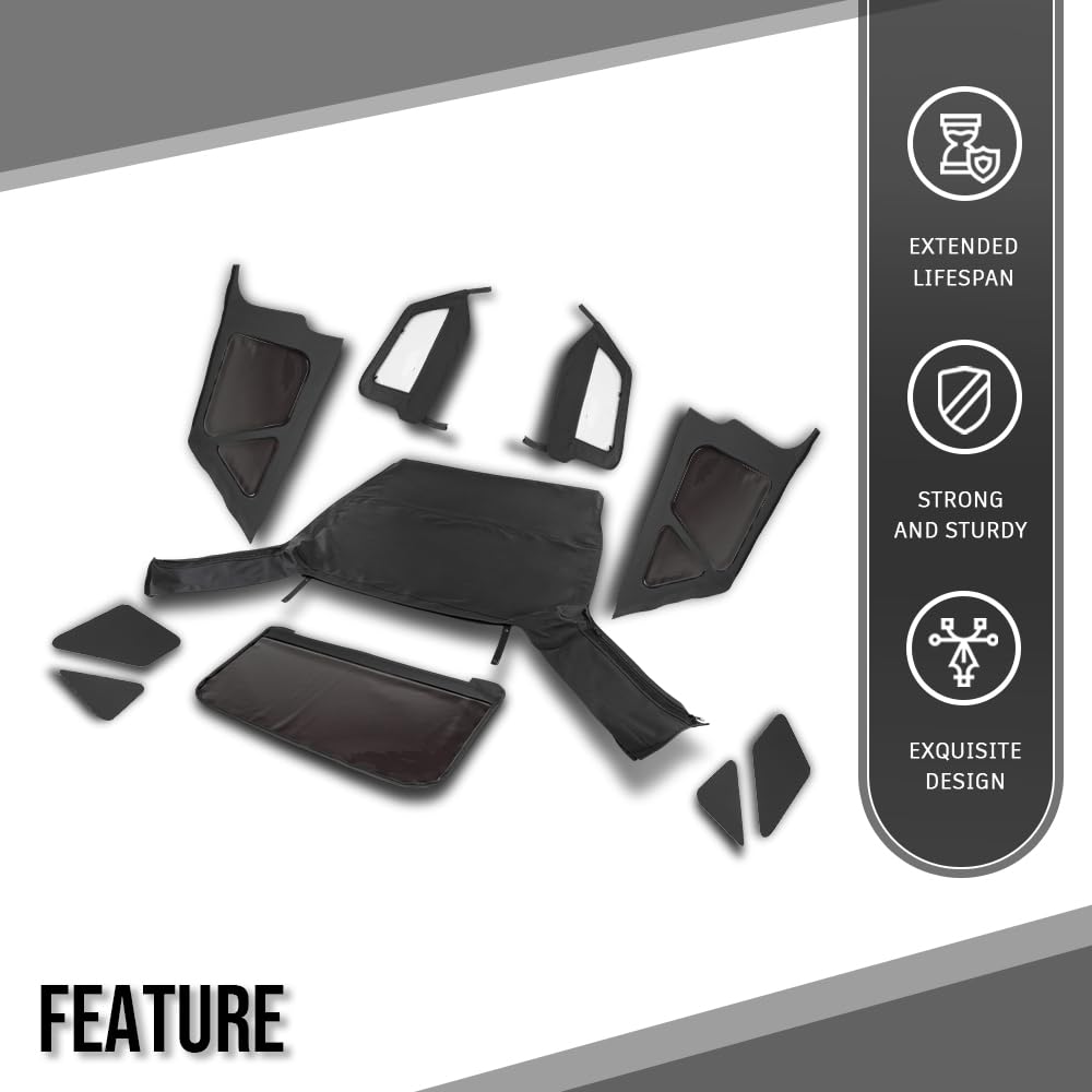 G-PLUS Soft Top with Tinted Windows Compatible with Jeep Wrangler JK Unlimited 2-Door 2007-2009 Black