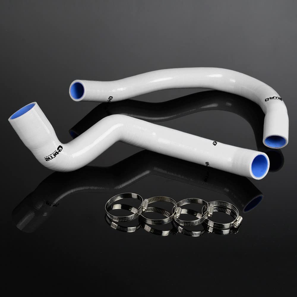 G-PLUS Silicone Radiator Coolant Hose Kit Clamps Compatible With 1991-2001 Jeep Cherokee XJ 4.0 l6 2PCS White