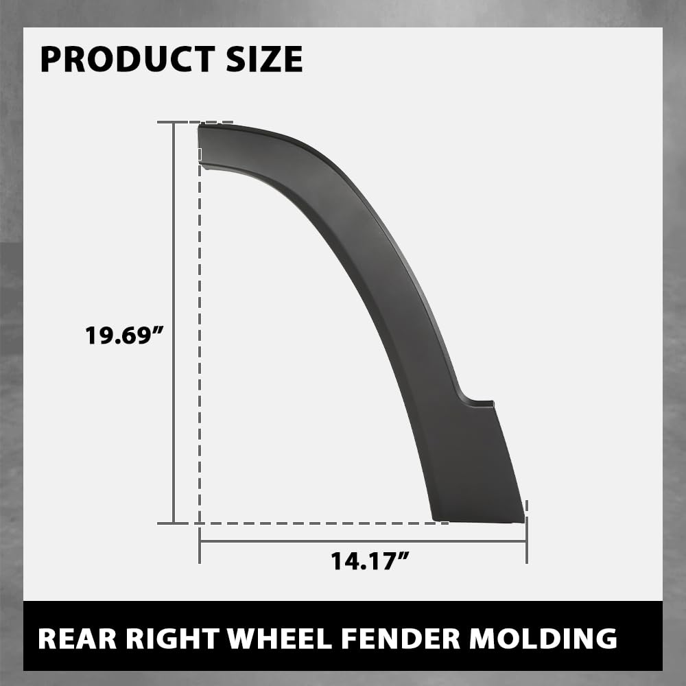 G-PLUS Rear Right Wheel Fender Flare Molding Front Half, Compatible with Jeep Cherokee 2019-2021, 68315998AC