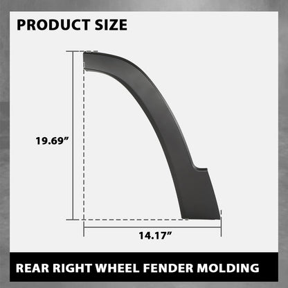 G-PLUS Rear Right Wheel Fender Flare Molding Front Half, Compatible with Jeep Cherokee 2019-2021, 68315998AC