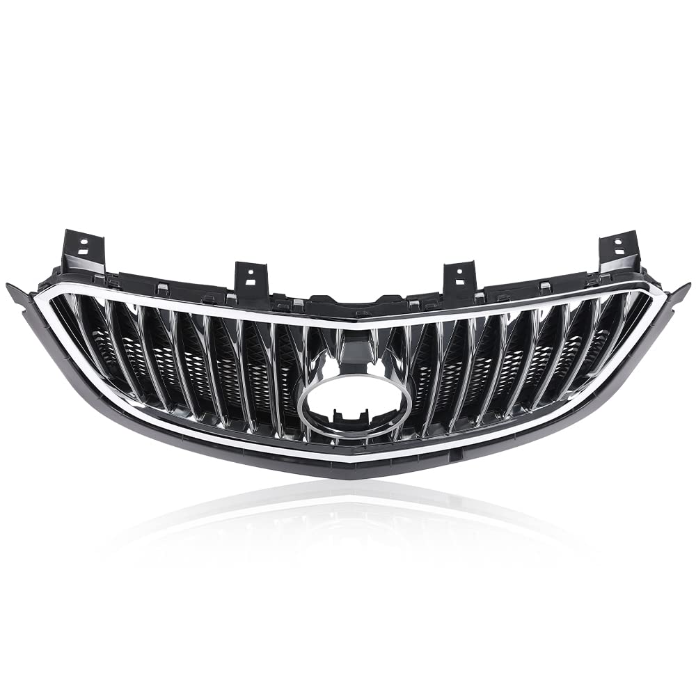 G-PLUS Front Bumper Grille Radiator Gloss Grid Grill Compatible with Buick Envision 2015 2016 2017 Black Mesh Grille