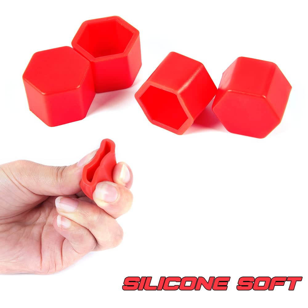 G-PLUS Universal Hub Screw Cover Cap Replacement for Car,19mm Red Wheel Tire Hub Screw Bolt Cover Nut Cap Lug Decoration 20PCS