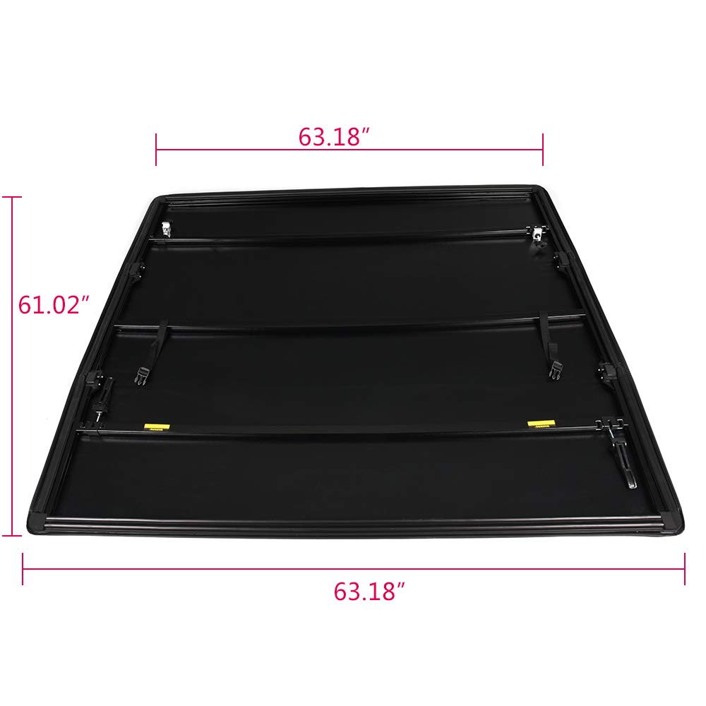 T3 Tri-Fold Truck Tonneau Cover Replacement for Nissan Frontier 2005-2021 / Suzuki Equator 2009-2014 | Fleetside 5' Bed | for Models with or Without The Utili-Track System