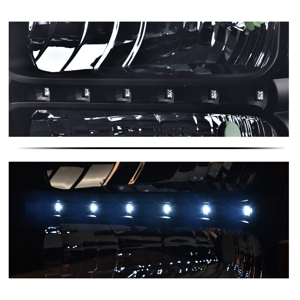 G-PLUS LED Smoked LED DRL headlights, Compatible with 2005 2006 2007 Ford F250 F350 F450 F550 Super Duty Bumper Headlamps, Smoky Lens Black Housing Amber Reflector,faros delanteros