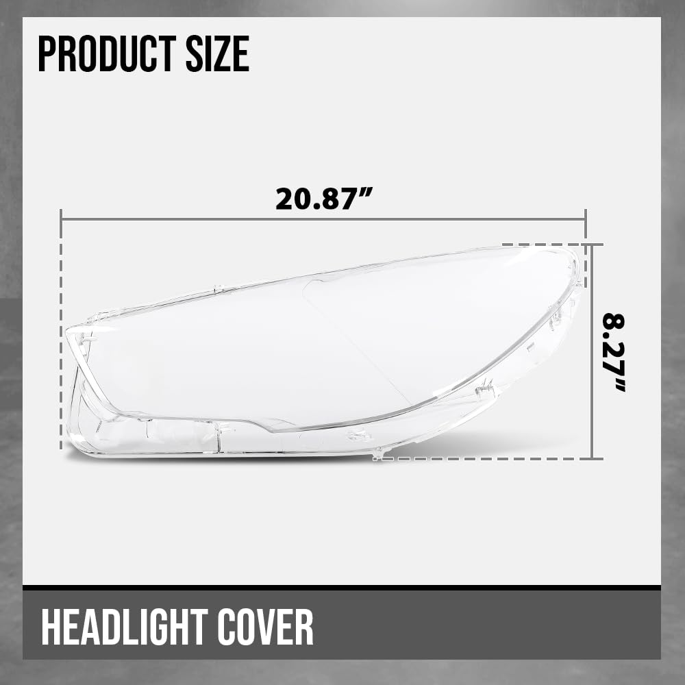 G-PLUS Headlight Lens Cover Compatible with BMW 5-Series GT F07 2010-2017 Left & Right Pair Front Headlamp Lens Cover Clear