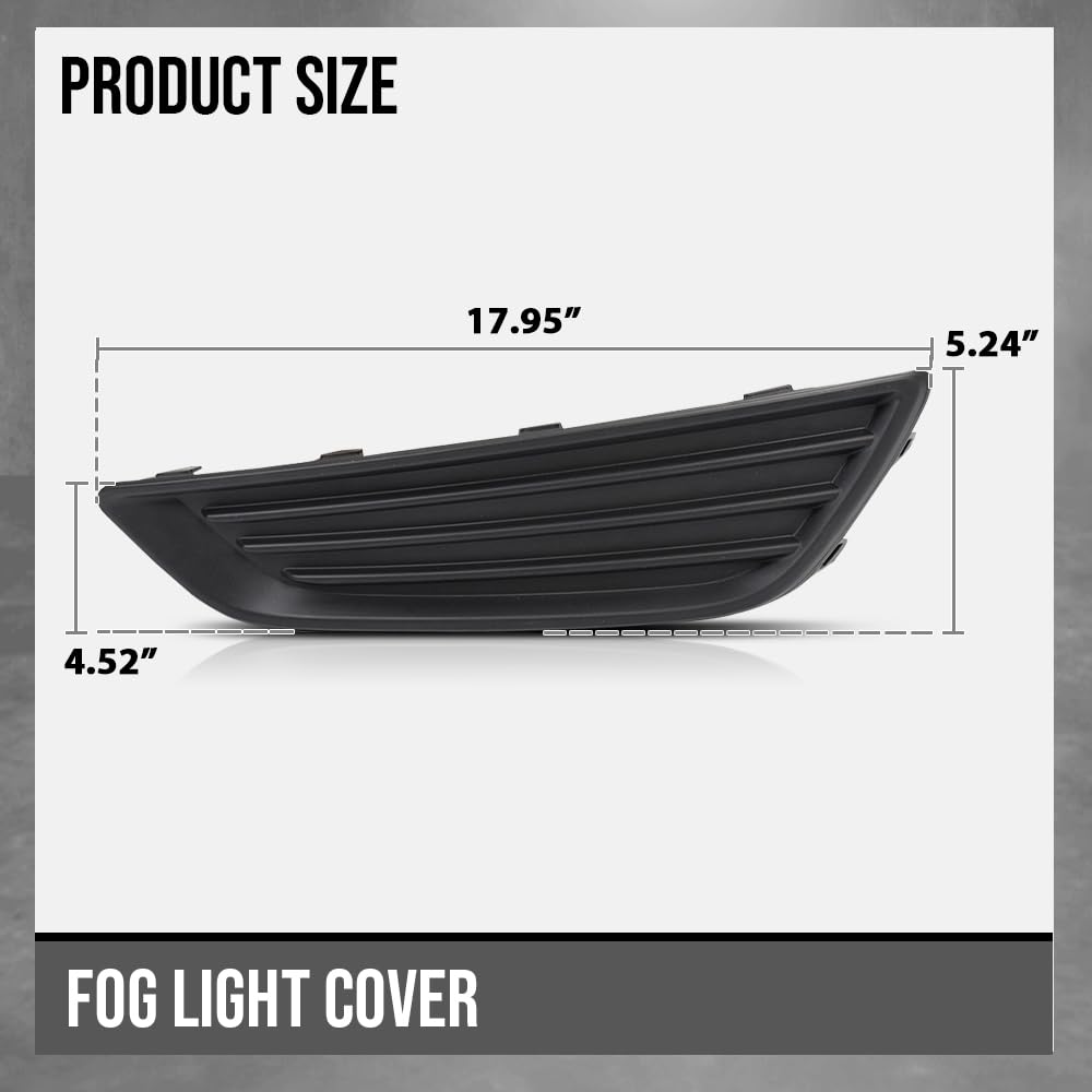 Fog Light Lamp Assembly Trim Bezel Cover Compatible with Ford Focus S/SE Models 2015 2016 2017 2018 Matte Black Front Left Driver Side FO1038150 + Right Passenger Side FO1039150