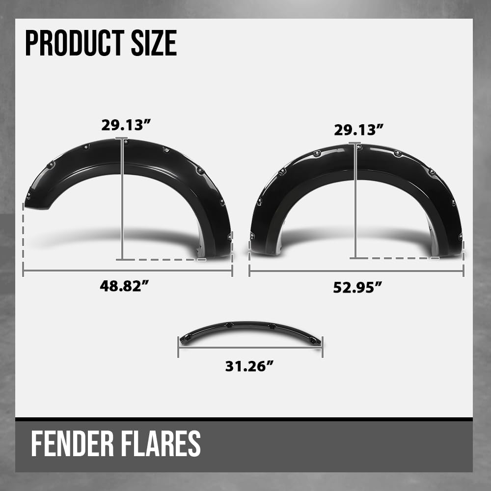 G-PLUS 4PCS Fender Flares Compatible with Ford F250 F350 Super Duty 2017 2018 2019 2020, Not Fit Dually Models, Smooth Pocket Riveted Black