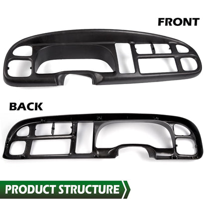 G-PLUS Dash Bezel + Dashboard Cover Set w/Clips Compatible with 1998-2002 Dodge Ram 1500 2500 3500 Beige