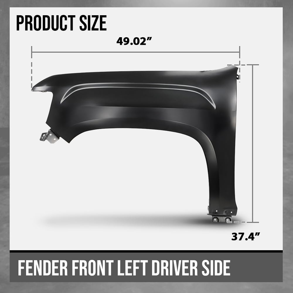 G-PLUS Fender Primed Steel Front Left Driver Side Compatible with GMC Canyon 2015 2016 2017 20108 2019 2020 2021 2022 GM1240405, 23354492 Black