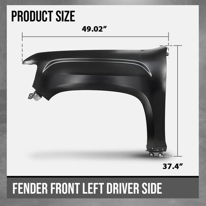 G-PLUS Fender Primed Steel Front Left Driver Side Compatible with GMC Canyon 2015 2016 2017 20108 2019 2020 2021 2022 GM1240405, 23354492 Black