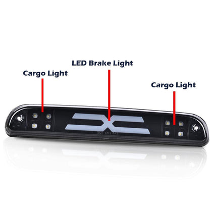 G-PLUS LED Third Type X High Mount Brake Stop Light Compatible with 1993-2011 Ranger, Fit 1999-2016 F250 F350 F450 F550 Super Duty,Fit 1995-2003 Mazda B2300 B2500 B3000 B4000 Smoky Lens Black Housing