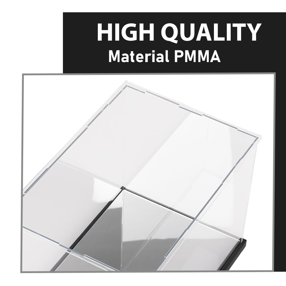 G-PLUS Clear Boxing Glove Display Case Acrylic Display case Fit for Full Size Boxing Glove Storage Box Dustproof UV Protection Cabinet with Carbon Fiber Skin Base and Removable Mirror Base