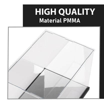 G-PLUS Clear Boxing Glove Display Case Acrylic Display case Fit for Full Size Boxing Glove Storage Box Dustproof UV Protection Cabinet with Carbon Fiber Skin Base and Removable Mirror Base