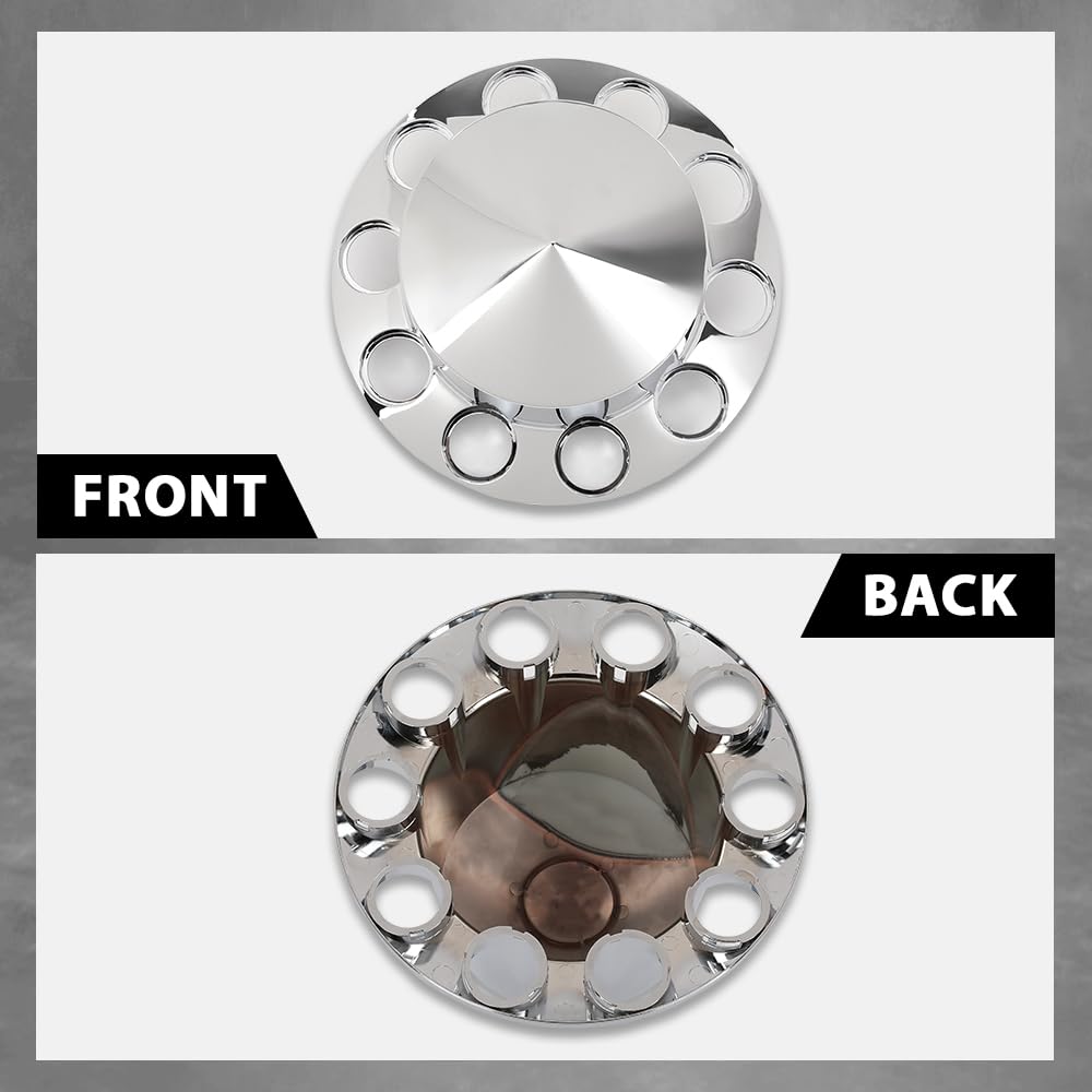 G-PLUS Rear Wheel Cover Axle 33mm Spiked Hub Cover Kit Removable Caps Compatible with Semi-Trucks 22.5" and 24.5" Wheels ABS Chrome Semi Truck Hub Covers