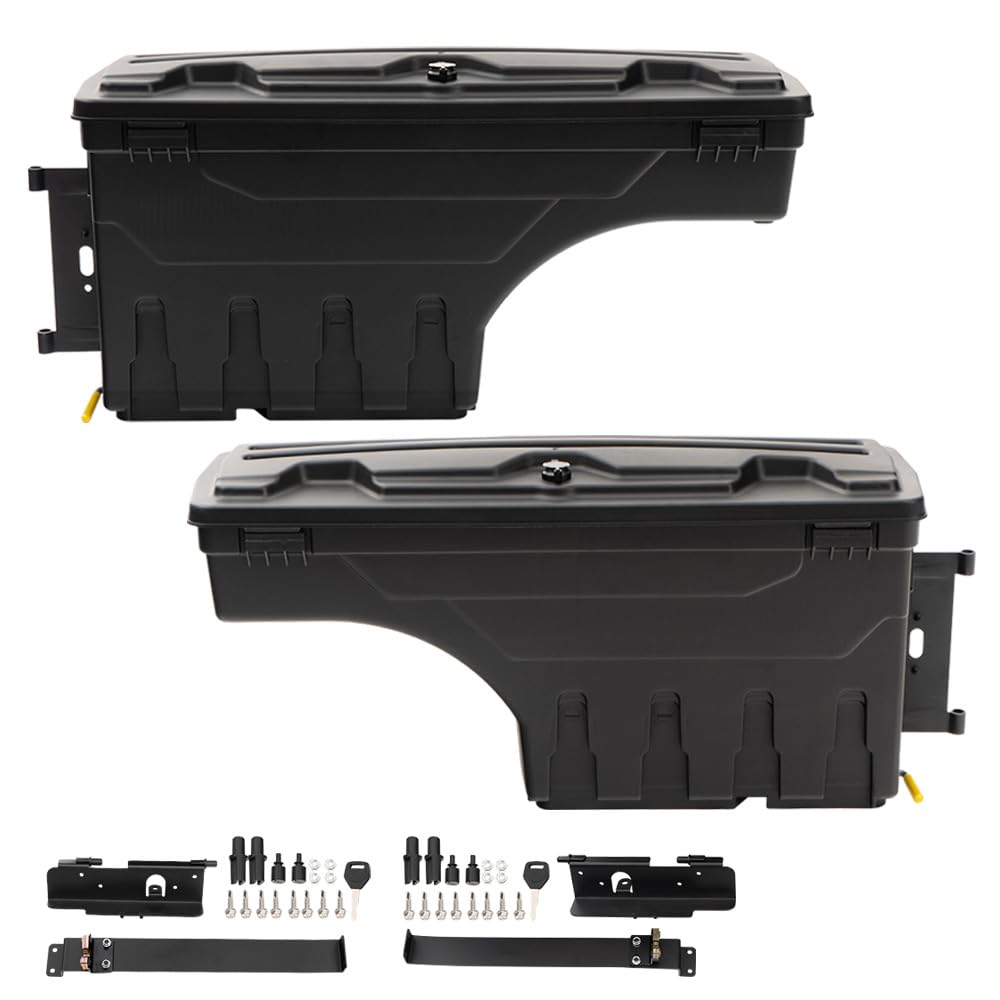 G-PLUS Truck Bed Storage Box Tool Box Driver and Right Passenger Side Compatible with 2007-2020 Toyota Tundra Rear Tool Box 2PCS Set Black