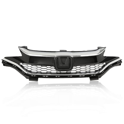 G-PLUS Front Bumper Upper Chrome Honeycomb Grille Grill Compatible with 2018 2019 2020 Honda Fit 71121-T5R-A50, 71122-T5R-A50, 71123-T5R-A50