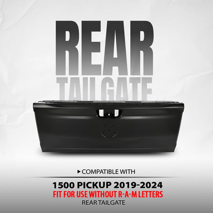 G-PLUS Rear Tailgate Fit Dodge Ram 1500 Pickup 2019-2024, Fit Use Without R-A-M Letters CH1900131, 68623973AA, 68278358AF, 68278358AE, 68278358AD, 68278358AC, 68278358AB, 170-10124 Painted Black