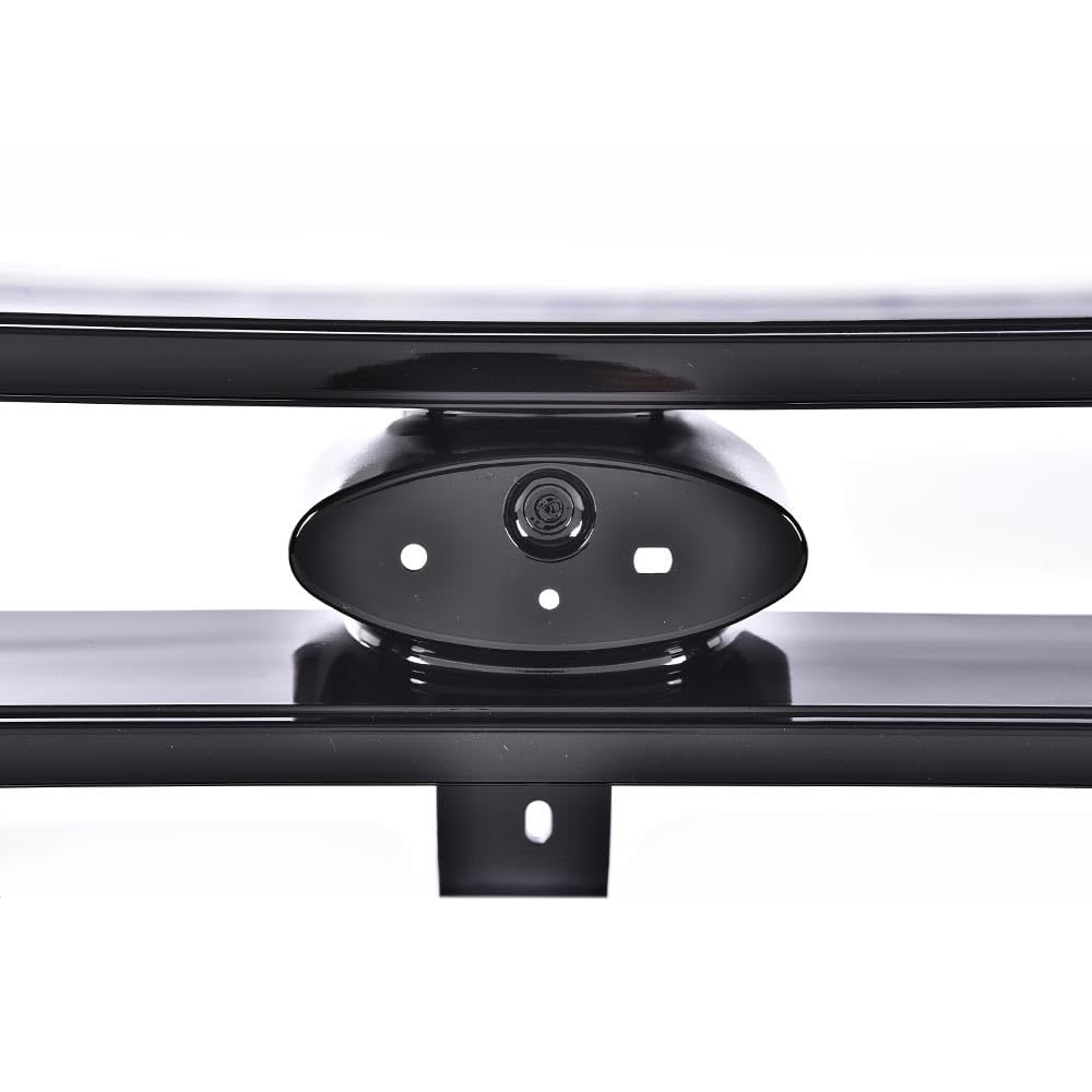 G-PLUS Front Grille Grill Compatible with 1992-1996 Bronco/1992-1997 Ford F150 F250 F350 Platinum Chrome w/Emblem Truck Replacement, Gloss Black FO1200173 FO2512130 FO2513131