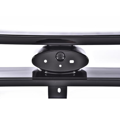 G-PLUS Front Grille Grill Compatible with 1992-1996 Bronco/1992-1997 Ford F150 F250 F350 Platinum Chrome w/Emblem Truck Replacement, Gloss Black FO1200173 FO2512130 FO2513131