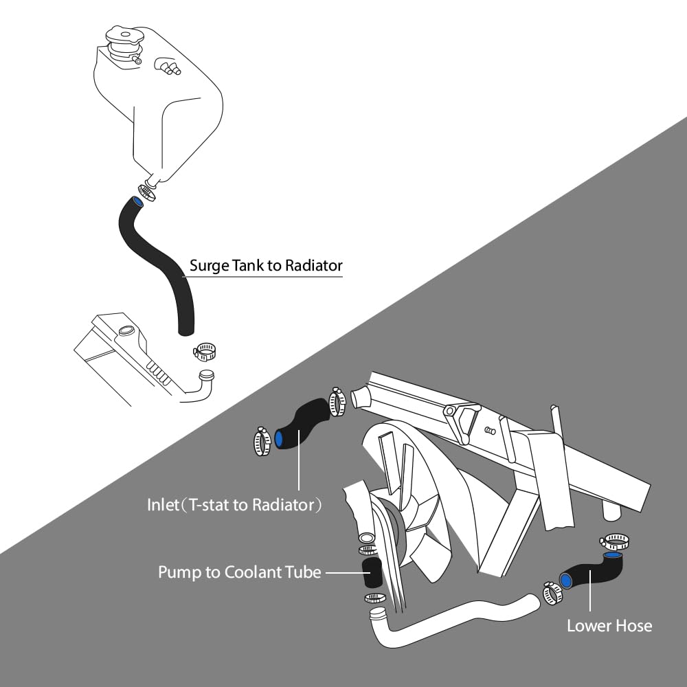 G-PLUS Black Radiator Hose Set Fit for HMMWV & Humvee 12339160 12339159 12339162 12340046