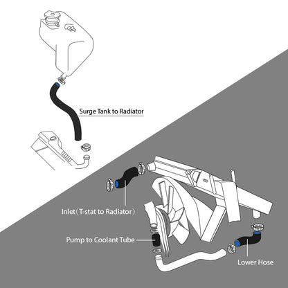 G-PLUS Black Radiator Hose Set Fit for HMMWV & Humvee 12339160 12339159 12339162 12340046