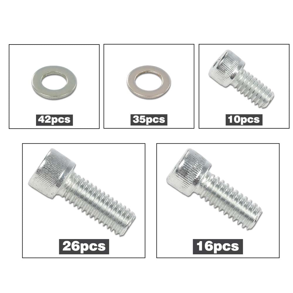 G-PLUS Small Block Stainless Steel Engine Bolt Kit Set Compatible with 265, 283, 302, 305, 327, 350, and 400 SB Chevy Engines w/Headers (NON-EFI)