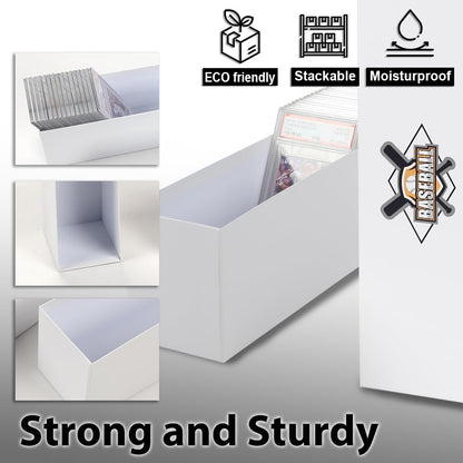 G-PLUS Graded Card Storage Box Holds 50-55 Graded Cards Holder Container (White)
