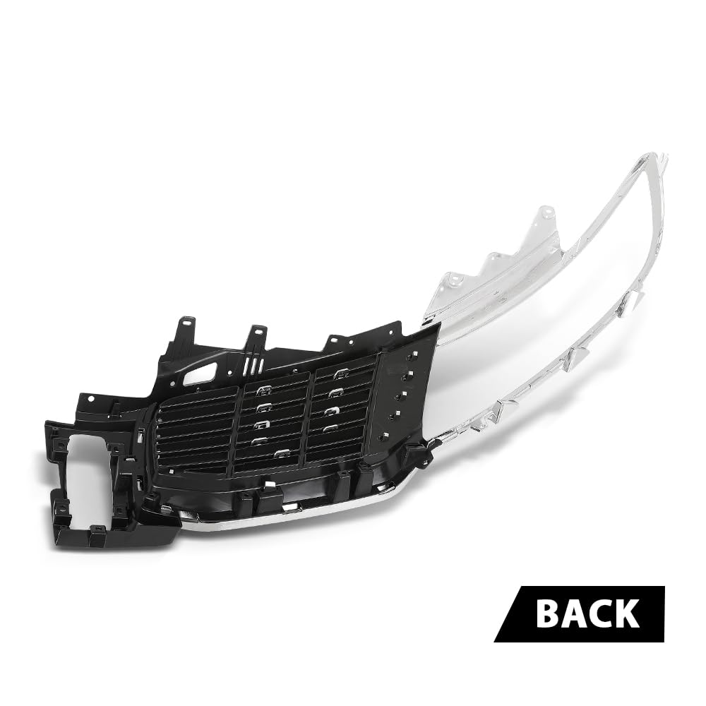 G-PLUS Front Right Bumper Grille Insert Chrome, Compatible with Lincoln MKX 2016-2018, Passenger Side, FA1Z8200AA, FO1200597 Black&Silver