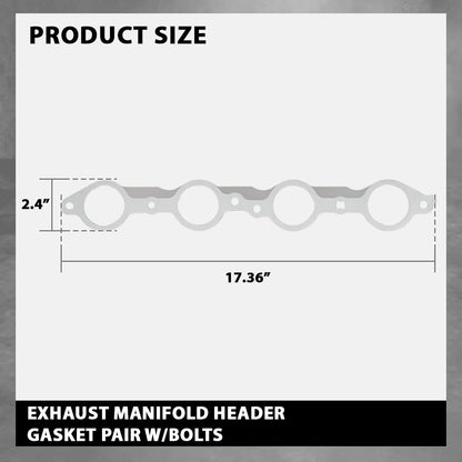 G-PLUS Exhaust Manifold Header Gasket Pair W/Bolts Fit All LS Series Engines (Except LS7),Fits All 1997-2013 Gen 3/4 LS Based V8 551696, 12617944