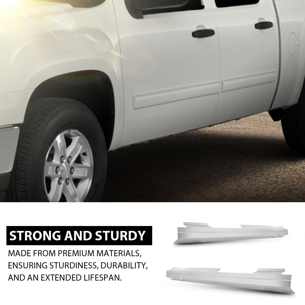 G-PLUS 2PCS Rocker Panels Pair Compatible with Chevy Silverado GMC Sierra Extended Cab All Models 2007 2008 2009 2010 2011 2012 2013