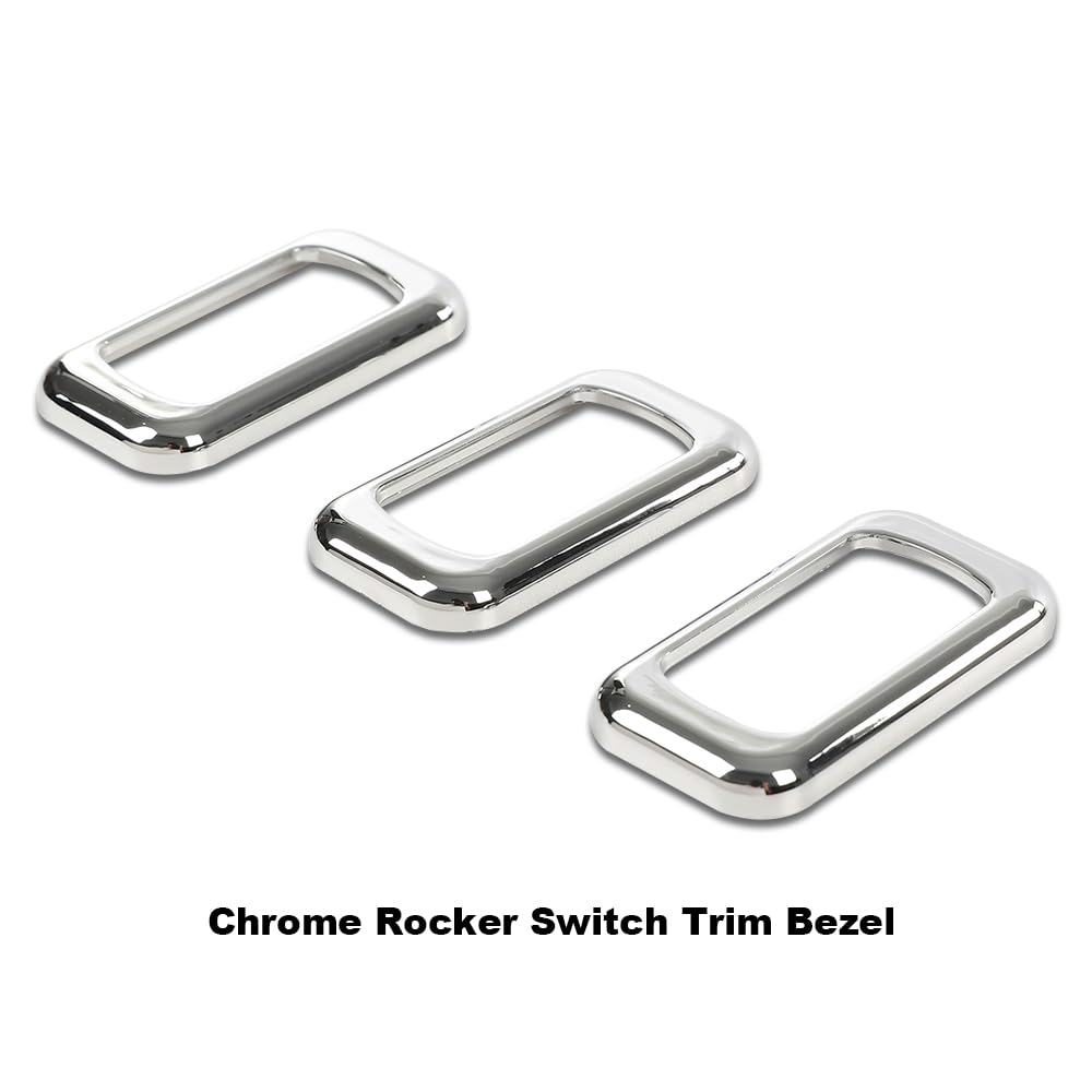 G-PLUS 3PCS Chrome Rocker Switch Trims Compatible with Many Freightliners & Some Peterbilt & Kenworths Using Rocker Switches Three Pack of Switch Trim Rocker Plain Snap Mount Plastic
