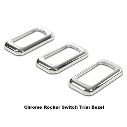 G-PLUS 3PCS Chrome Rocker Switch Trims Compatible with Many Freightliners & Some Peterbilt & Kenworths Using Rocker Switches Three Pack of Switch Trim Rocker Plain Snap Mount Plastic