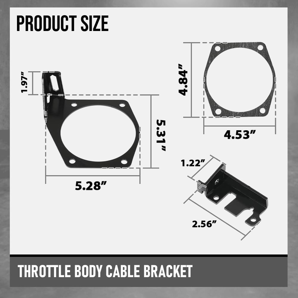 G-PLUS Throttle Body Cable Bracket Fit 92MM 102MM LSX LS LS1 LS3 LS6 LS7 4‑Bolts Drive‑By‑Cable Throttle Body Not Fit the Larger 105mm Intakes Black