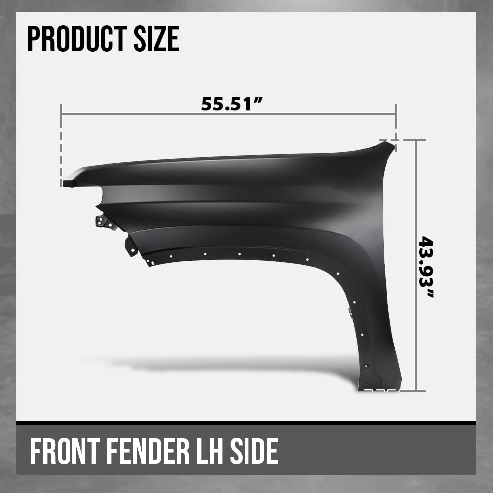 G-PLUS Front Driver Left Side Fender Compatible with Chevy Silverado 2500 HD 3500 HD 2020-2023 84581166, GM1240424 Black