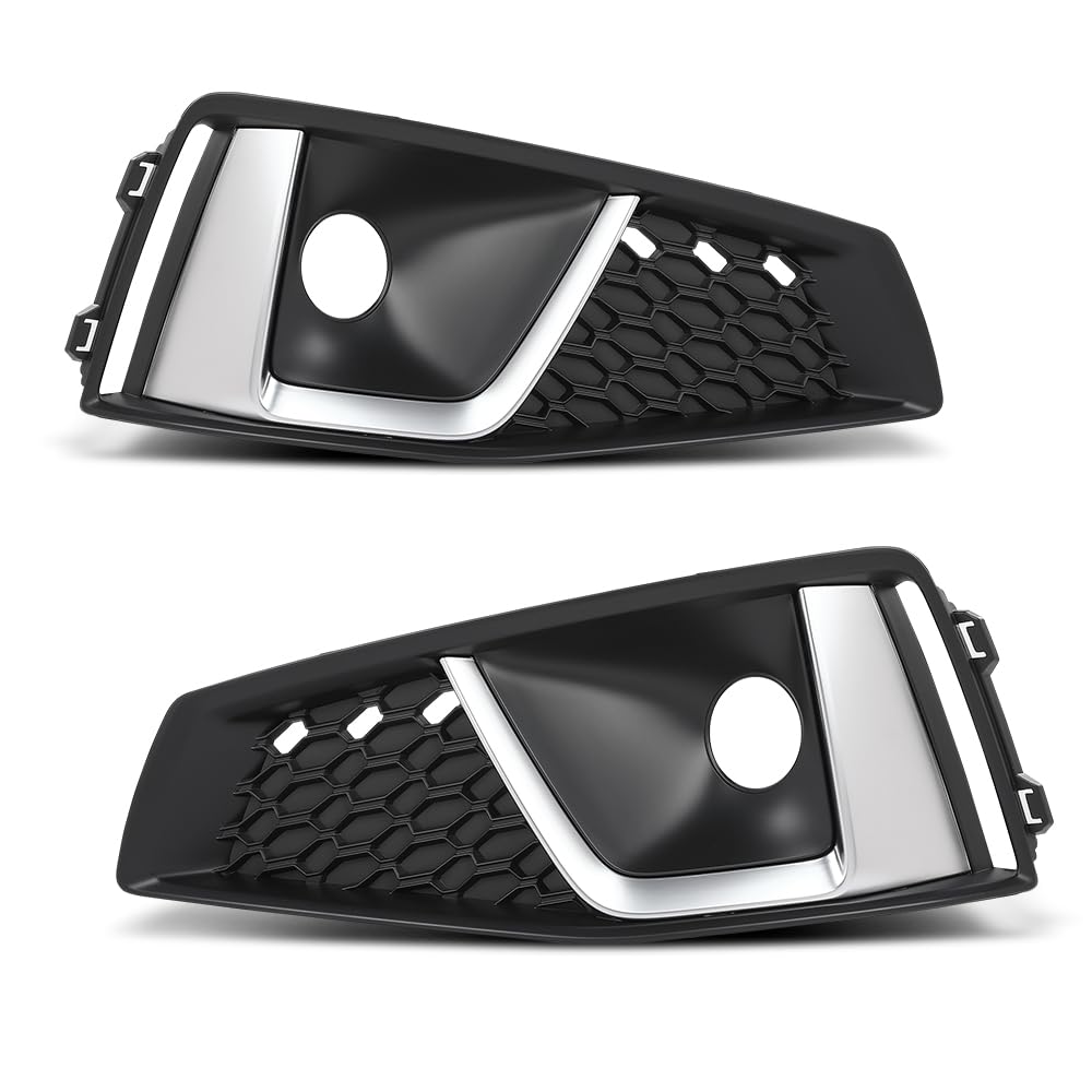 G-PLUS Pair Fog Light Cover, Compatible with Audi A4 S-Line / A4 Quattro / S4 2019, Bumper Grille Bezel, LH Driver & RH Passenger 2PCS, 8WD807681J, 8WD807682J