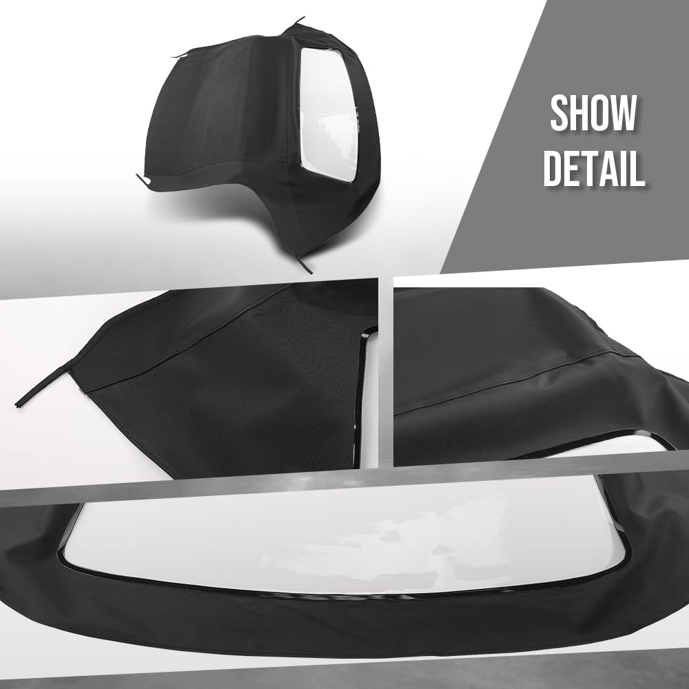 G-PLUS Convertible Soft Top Plastic Window Heated Glass Window Compatible with BMW Z3 & M Roadster Convertibles 1996-2002 Fit BMW E36 1996-2002 Black