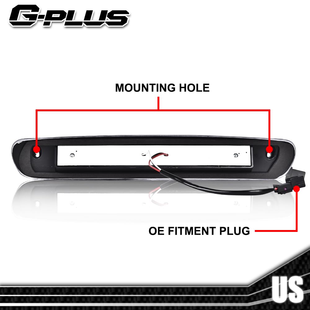 G-PLUS LED Third Brake Light Compatible With 07-14 Chevy Silverado/GMC Sierra,3RD LED Bar Brake/Cargo Light,Type X (Smoky lens Black Housing Amber Reflector)